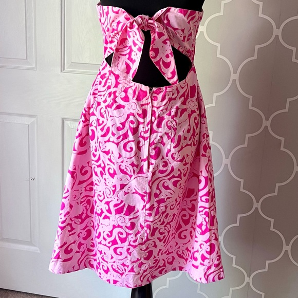 LILLY PULITZER Sabrina Princess Pin Strapless Open Back White Tag Dress Size 10 - Picture 2 of 6